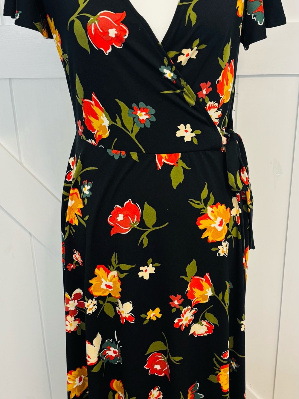 by & by Black Floral High-Low Wrap Dress